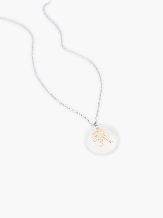 Zodiac Sign Necklace – Mother of Pearl Pendant – Available in Two Finish 925 Sterling Silver and 14K Gold Plated – Adjustable Chain – Horoscope Jewelry Gift with Zodiac Card & Gift Box