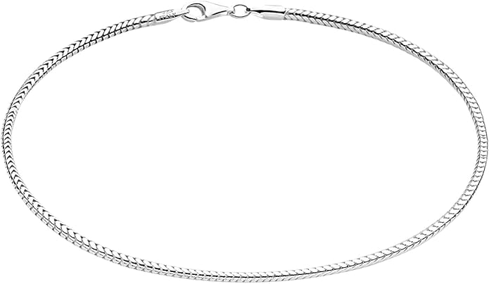 Savlano 925 Sterling Silver Solid Italian Figaro, Rope,Herringbone, Curb, Ball Bead, Snake, Mariner Chain Anklet for Women, Comes in 0.8mm - 5mm With Gift Box