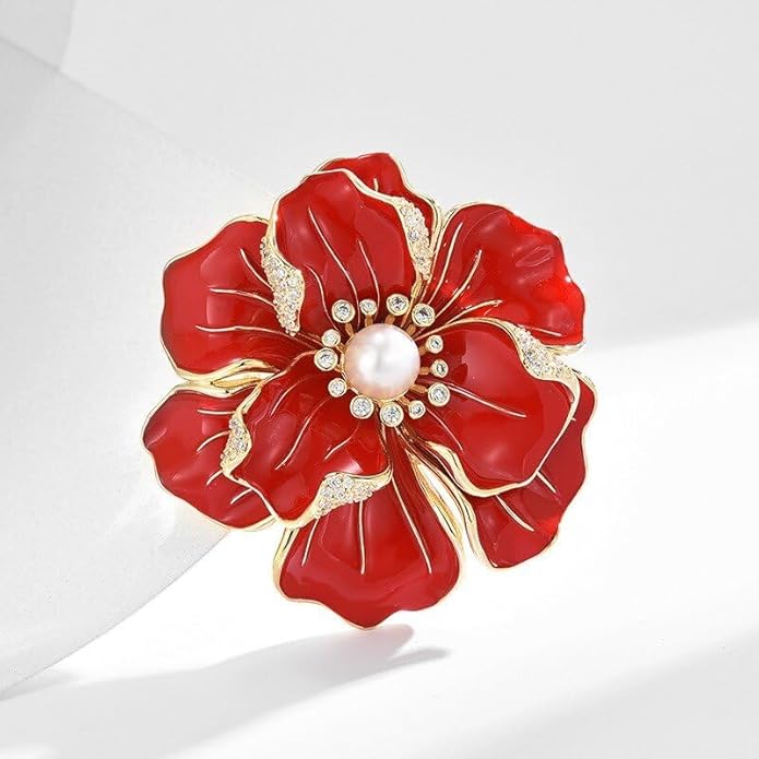 Flower Brooch Pin - Rhinestone Flower Pin 18k Gold Plated - Thanksgiving Day, Birthday, Wedding Gifts for Mom, Wife