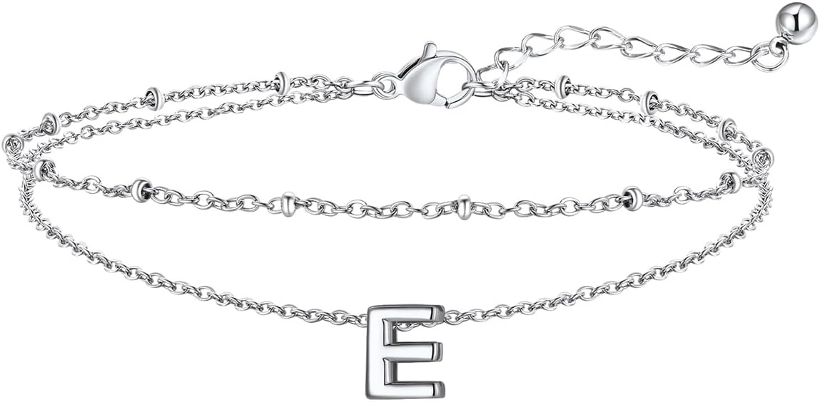 FaithHeart Initial Ankle Bracelets for Women, Waterproof 14k Gold Plated Initial Anklets Non Tarnish Stainless Steel Layered Anklet Summer Beach Foot Jewelry