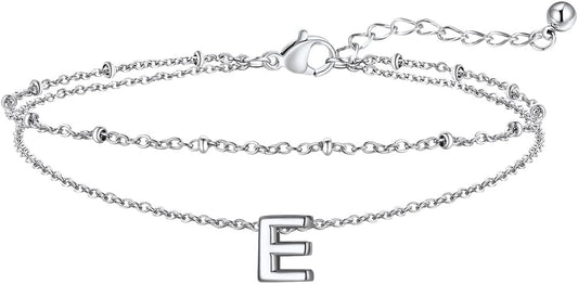 FaithHeart Initial Ankle Bracelets for Women, Waterproof 14k Gold Plated Initial Anklets Non Tarnish Stainless Steel Layered Anklet Summer Beach Foot Jewelry
