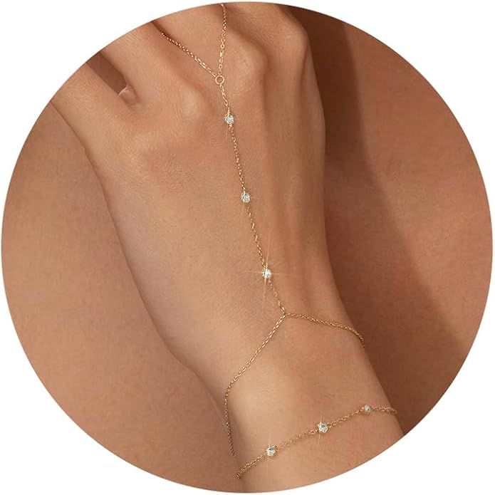 adoyi Gold Bracelets for Women, 14K Gold Plated Stackable Bracelet Stack Set Adjustable Charm Paperclip Chain Cuban Link Layered Waterproof Jewelry Sets Gifts for Womens 6.0/6.8/7.2"