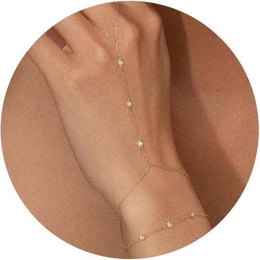 adoyi Gold Bracelets for Women, 14K Gold Plated Stackable Bracelet Stack Set Adjustable Charm Paperclip Chain Cuban Link Layered Waterproof Jewelry Sets Gifts for Womens 6.0/6.8/7.2"