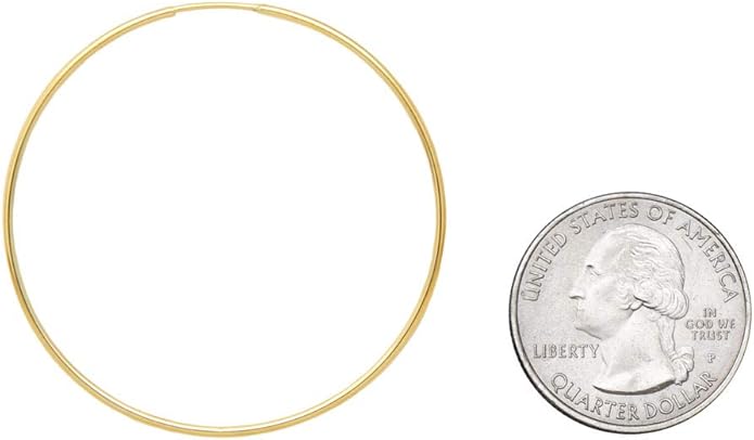 14k Gold Endless Hoop Earrings, 1.25mm Thick Tube