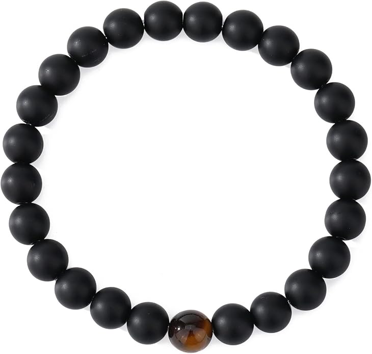 MengPa Mens Beaded Bracelets Couples Matching Bracelet Set Lava Rock Beads for Women Stone Jewelry