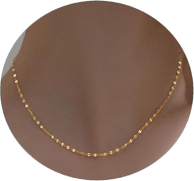 14K Gold Necklace for Women, Womens Dainty Chain Necklace Plated Shining Dots Satellite Choker Box Chain, Women Layering Necklaces