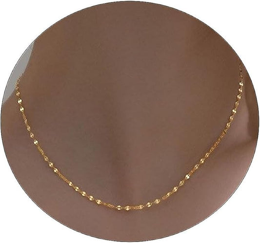 14K Gold Necklace for Women, Womens Dainty Chain Necklace Plated Shining Dots Satellite Choker Box Chain, Women Layering Necklaces