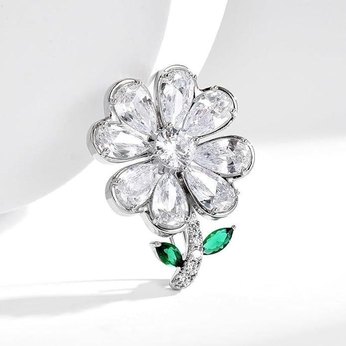 Flower Brooch Pin - Rhinestone Flower Pin 18k Gold Plated - Thanksgiving Day, Birthday, Wedding Gifts for Mom, Wife