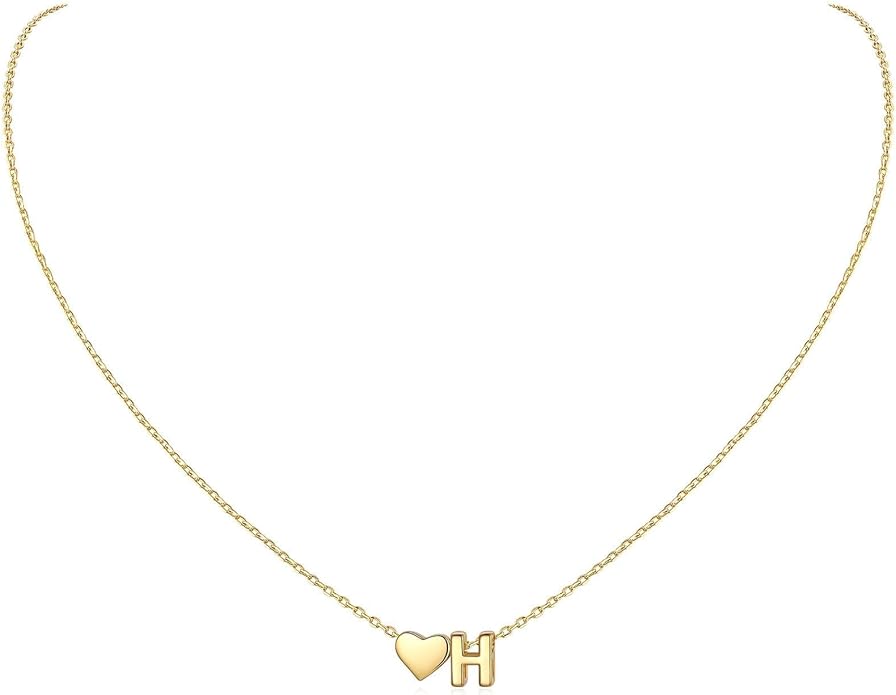 ChicSilver 925 Sterling Silver Heart Initial Necklaces for Women -Dainty Personalized Heart Pendant Letter Alphabet Necklace for Women
