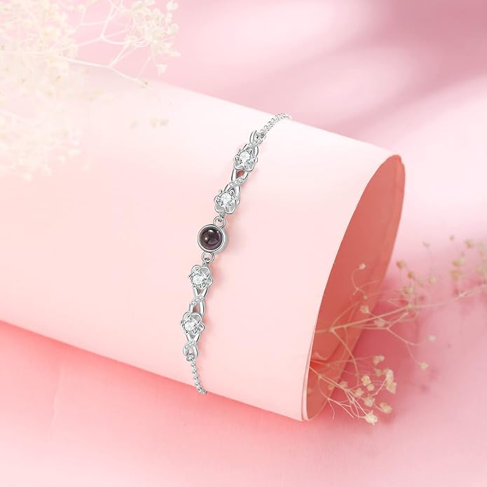 ROSI Personalized Bracelets with Picture Inside, Custom Projection Bracelets with Photos, Picture Bracelet Personalized Photo Gifts, Memorial Gifts for Women Mom Family Couple Girl