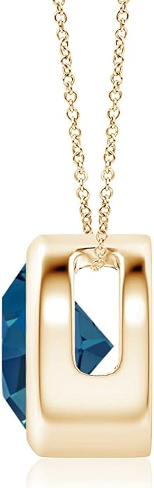 Angara Natural London Blue Topaz Solitaire Pendant for Women | Round Blue Topaz Pendant Necklace in 14K Solid Gold/Silver/Platinum With 18" Chain | December Birthday, Gemstone Jewelry Gift