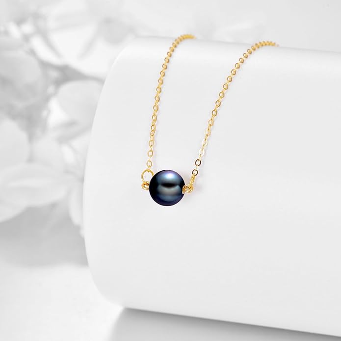 KECHO 14K Real Gold Freshwater Cultured Pearl Pendant Necklace 14K Solid Gold Jewelry Anniversary Birthday Gifts for Women