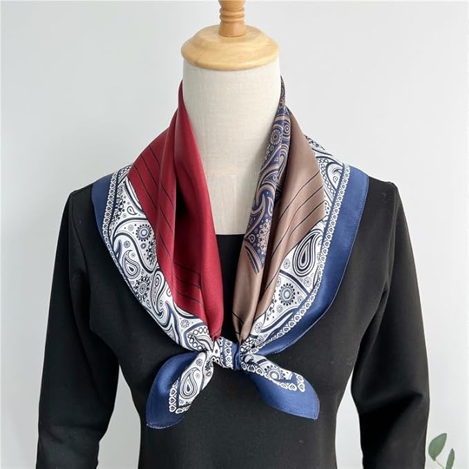 ANDANTINO 100% Mulberry Silk Square Scarf for Hair-25.6" X25.6'' Women Men Natural Silk Neckerchief Digital Printed Headscarf