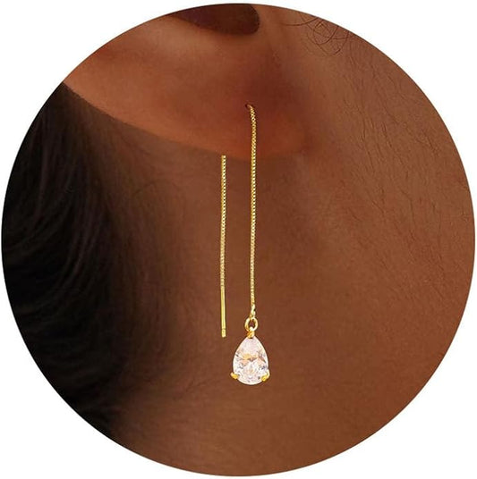 Gold Earrings for Women Trendy, Simple Dainty 14K Gold Plated Paperclip Square Chain Link Dangle Hoops Earrings Pin Stud Huggie Earrings Lightweight Hypoallergenic Minimalist Aesthetic Gold Jewelry for Christmas Gifts