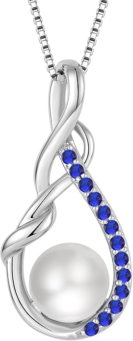 STARCHENIE Freshwater Cultured Pearl Necklace for Women 925 Sterling Silver Infinity Birthstones Pendant Birthday Anniversary Jewelry