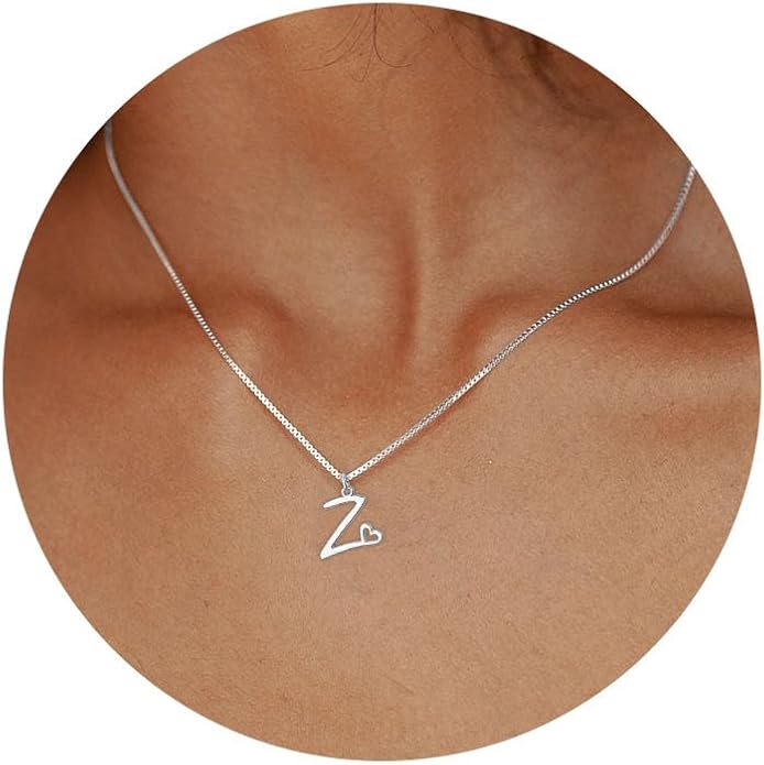 Initial Necklaces for Women Trendy, Dainty Silver Letter Necklace Cute Pendant Choker Name Necklace Personalized Costume Monogram Silver Jewelry Necklace for Women Valentines Gifts