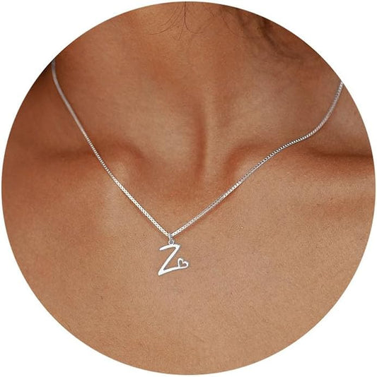 Initial Necklaces for Women Trendy, Dainty Silver Letter Necklace Cute Pendant Choker Name Necklace Personalized Costume Monogram Silver Jewelry Necklace for Women Valentines Gifts