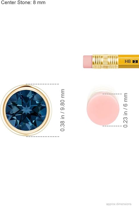 Angara Natural London Blue Topaz Solitaire Pendant for Women | Round Blue Topaz Pendant Necklace in 14K Solid Gold/Silver/Platinum With 18" Chain | December Birthday, Gemstone Jewelry Gift