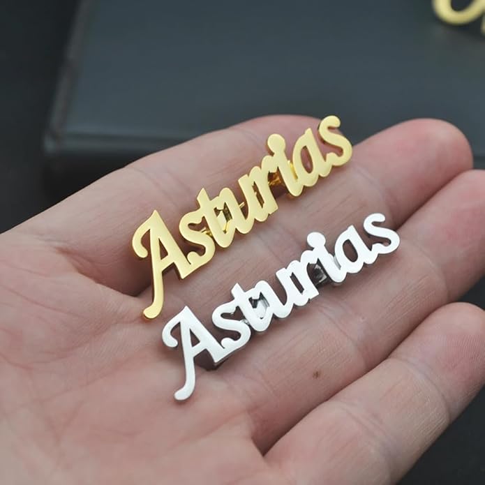 YHLISO Personalized Customize Double Names Stainless Steel Brooch Pin Custom Logo Gold Name Badges Products for Women Jewelry