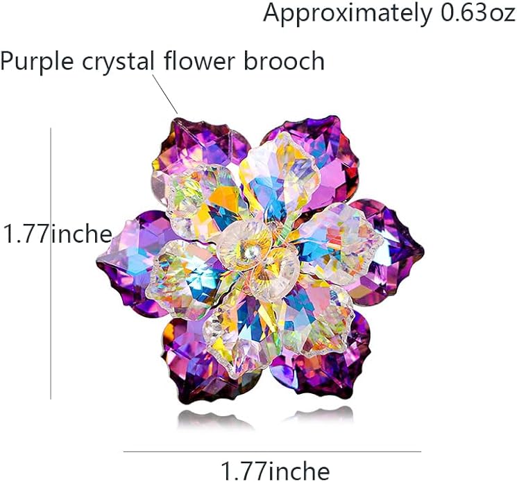 Rhinestone Sunflower Brooch Pin for Women Red Black Purple Large Flower Broochs Snowflake Brooch Marquise Wreath Brooches Jewelry