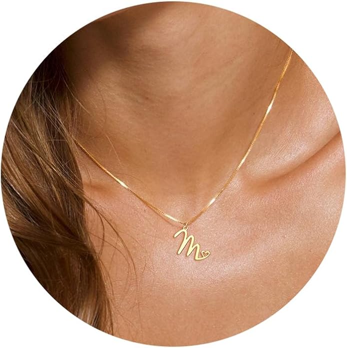 Initial Necklaces for Women Trendy, Dainty Silver Letter Necklace Cute Pendant Choker Name Necklace Personalized Costume Monogram Silver Jewelry Necklace for Women Valentines Gifts
