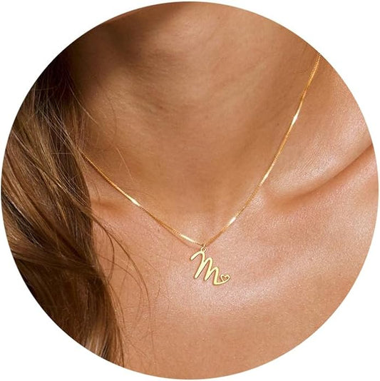 Initial Necklaces for Women Trendy, Dainty Silver Letter Necklace Cute Pendant Choker Name Necklace Personalized Costume Monogram Silver Jewelry Necklace for Women Valentines Gifts
