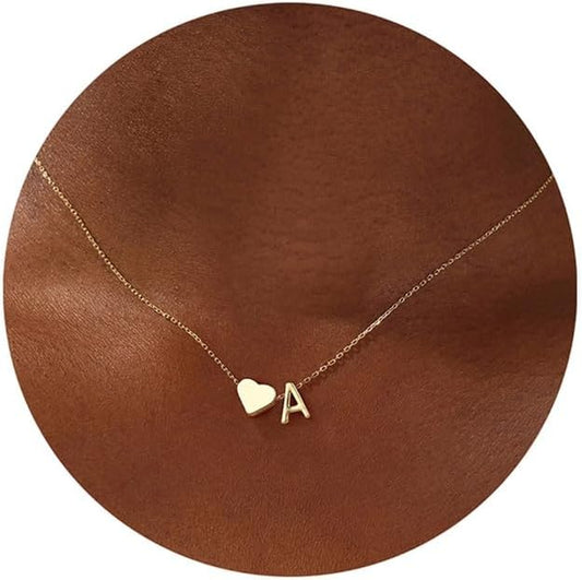 Turandoss Heart Initial Necklaces for Women - Dainty 18K Gold Plated Tiny Heart Initial A-Z Letter Pendant Necklace Birthday Gifts for Teen Girls Jewelry