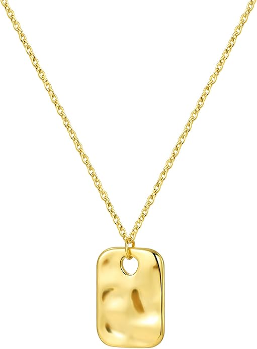Gold Pendant Necklaces for Women, Gold Plated Pendant Necklace, Fashionable Hammered Pendant Necklaces Simple Multiple Shapes Necklace for Women Unique Gift