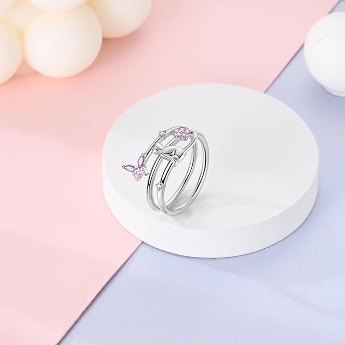 NARMO 925 Sterling Silver Rings for Women Evil Eyes Rings Entwined Line Cubic Zirconia Rings Simple Stackable Finger Rings Engagement Ring Personality Rings Size 6-9