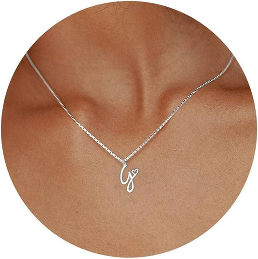 Initial Necklaces for Women Trendy, Dainty Silver Letter Necklace Cute Pendant Choker Name Necklace Personalized Costume Monogram Silver Jewelry Necklace for Women Valentines Gifts