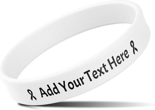 Custom Rubber Bracelets with Text Logo Clipart Customizable Bracelet Personalized 1/2 Inch Silicone Wristbands for Awareness, Events, Support, Promotions