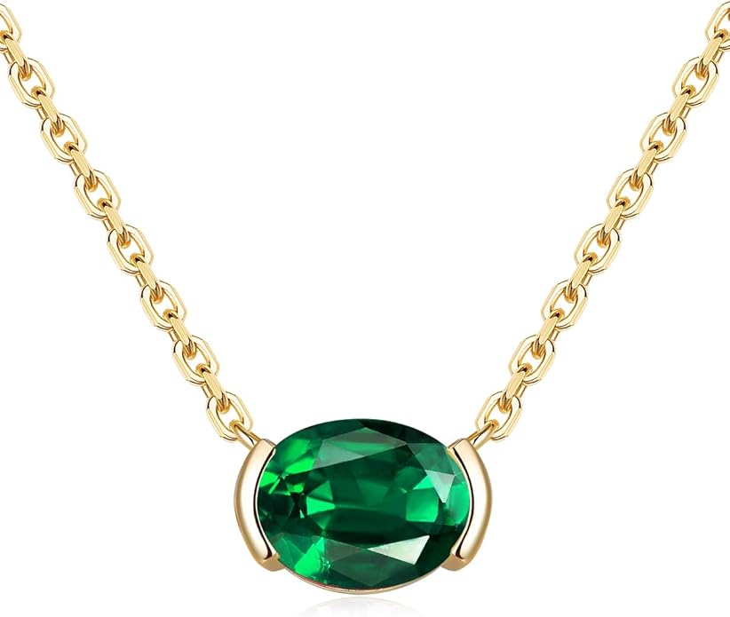 CYW Moissanite/Ruby/Sapphire/Emerald Dainty Pendant Necklace for Women, Novelty Design, Really Authentic Solid 925 Sterling Silver, 16"/18"/20" Adjustable, Birthday Anniversary Valentines Gift