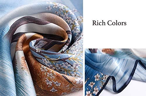 ANDANTINO 100% Mulberry Silk Scarf -21” Lightweight Square Neckerchief – Breathable Digital Printed Scarves with Gift Packed