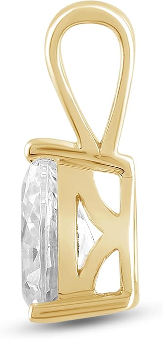 Everyday Elegance Solid 14K Gold Cubic Zirconia Solitaire Pendant Necklace for Women Heart, Princess, Round, Oval, Emerald, Pear & Cushion Cut 1 or 2 CTW | .60mm Thick 16" 18" Length Box Link Chain