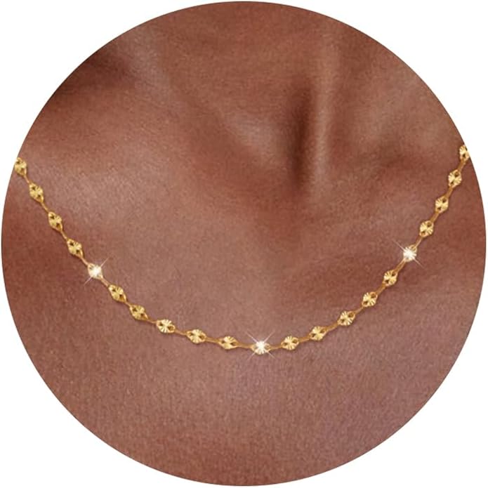 925 Sterling Silver Chain Necklace Link Chain Necklace for Women Simple Dainty 16K Gold Plated Necklace for Women Minimalist Waterproof Silver Necklace Trendy Jewelry Gifts