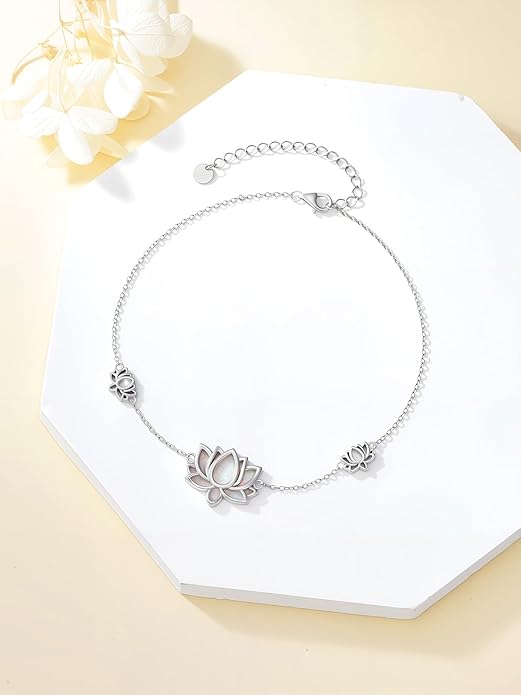 WINNICACA Sterling Silver Butterfly Bracelet Anklet Created Opal Butterfly Jewelry Gifts for Women Birthday Christmas Day Gifts