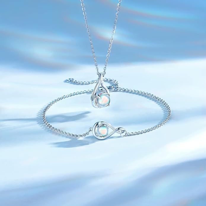FANCIME Love Bracelet 925 Sterling Silver Infinity Birthstone Bracelets for Women Fine Jewelry Birthday Christmas Gifts for Her Mom Wife, Chain Length 6.7"+1.2" Extend