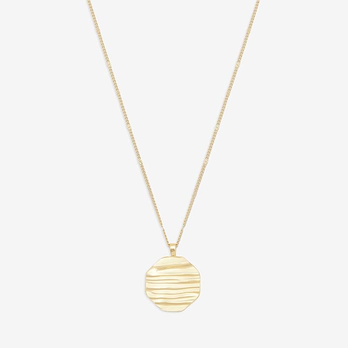 gorjana - Sunset Coin Necklace 17 1/8" - 18k Gold Plated Brass - Unique Sunset Design - Spring Ring Closure - Versatile Layering Piece - Daily Elegance