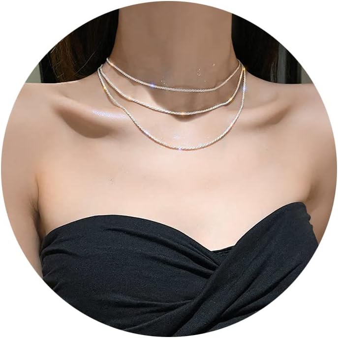 925 Sterling Silver Singapore Chain Lobster Clasp Paperclip Necklace for Women Sparkling Chain 2mm2.5mm3mm4mm5mm Gifts for Her