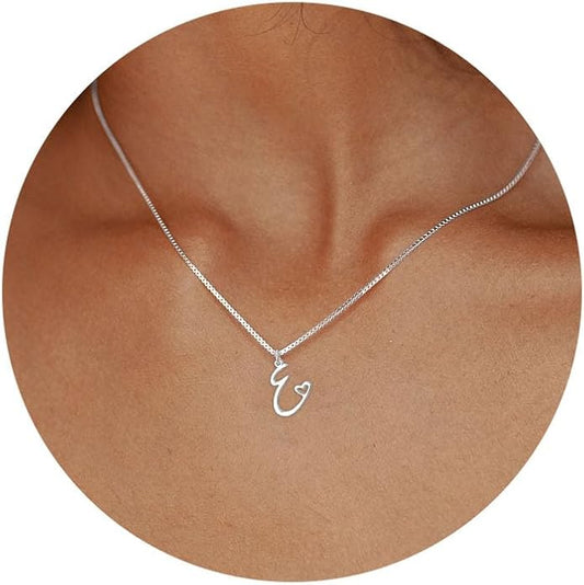 Initial Necklaces for Women Trendy, Dainty Silver Letter Necklace Cute Pendant Choker Name Necklace Personalized Costume Monogram Silver Jewelry Necklace for Women Valentines Gifts