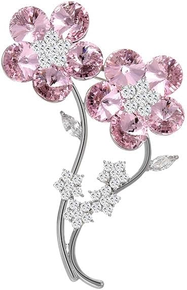 UNVAK Rhinestone Flower Brooch - Crystal Flower Pin for Women - Valentine's Day & Mother's Day Gift