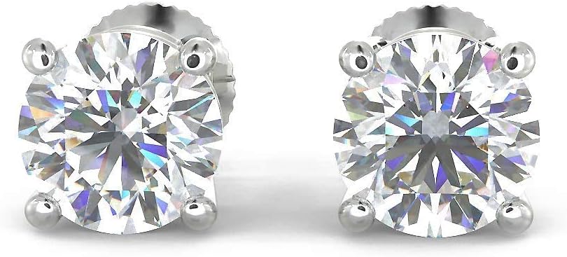 1/5 to 2 Carat TW Natural Real Diamond Solitaire Studs Earrings Available in 14K White and Yellow Gold with Secure Screw Back for Women and Men (Color J-K, Clarity I1-I2)