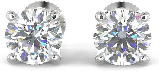 1/5 to 2 Carat TW Natural Real Diamond Solitaire Studs Earrings Available in 14K White and Yellow Gold with Secure Screw Back for Women and Men (Color J-K, Clarity I1-I2)