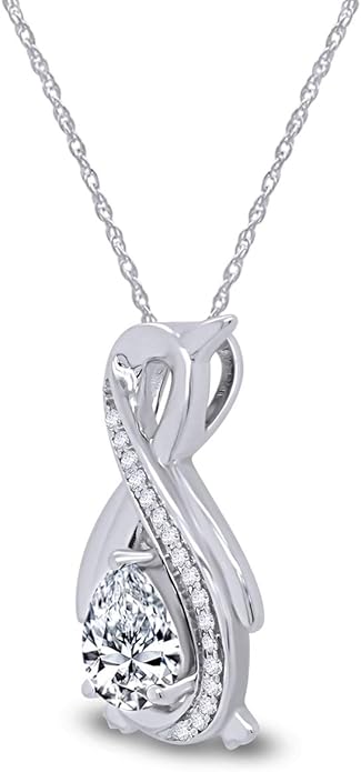 Infinity Penguin Pendant Necklace for Women, 14K Gold Over Sterling Silver with Pear & Round Cut Simulated Birthstone & White Diamond Accents, Dainty Animal Jewelry Gift with 18" Chain