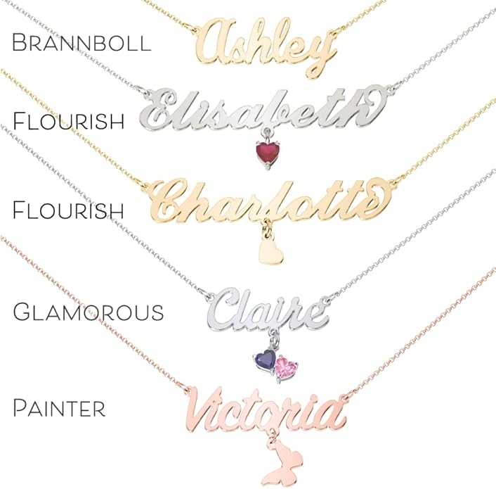 TSD Custom Dainty Name Necklace Personalized in Solid or Gold Plated or Sterling Silver, Customized Jewelry Necklace Gift for Women, Personalized with any Name or Word - Jewlr