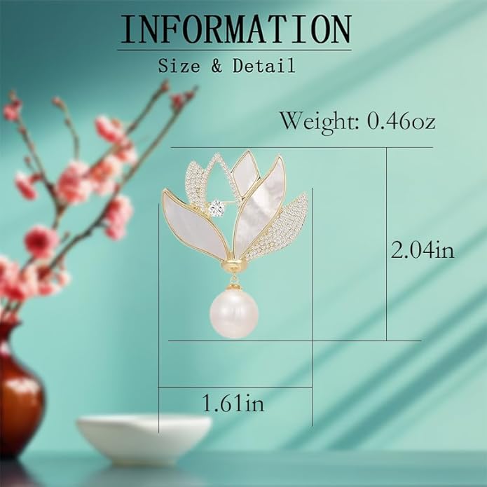 Flower Brooch Pin - Rhinestone Flower Pin 18k Gold Plated - Thanksgiving Day, Birthday, Wedding Gifts for Mom, Wife