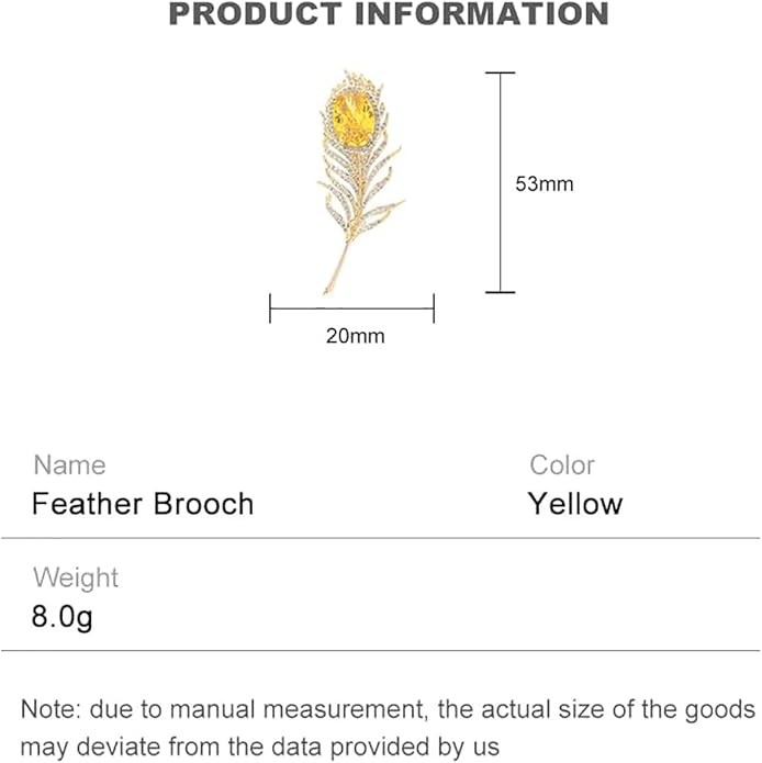 14K Gold Feather Brooch Pin with Moissanite Inlay - Elegant Coat and Suit Accessory for Women, Fashionable Business Attire Enhancement