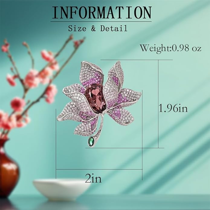 Flower Brooch Pin - Rhinestone Flower Pin 18k Gold Plated - Thanksgiving Day, Birthday, Wedding Gifts for Mom, Wife