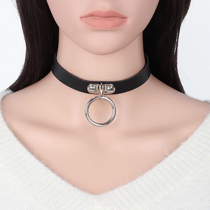 Gothic Choker Necklace Black Geometric Leather Collar Necklace Fashion Punk Jewelry for Women