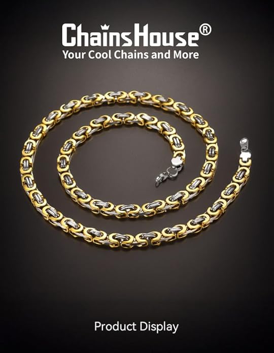 ChainsHouse Flat Byzantine Link Necklace for Men 6mm/8mm/10mm Width, 18K Gold Plated/Stainless Steel Black Byzantine Chain Necklaces, 18" 20" 22" 24" 26" 28" 30" Length, with Gift Box
